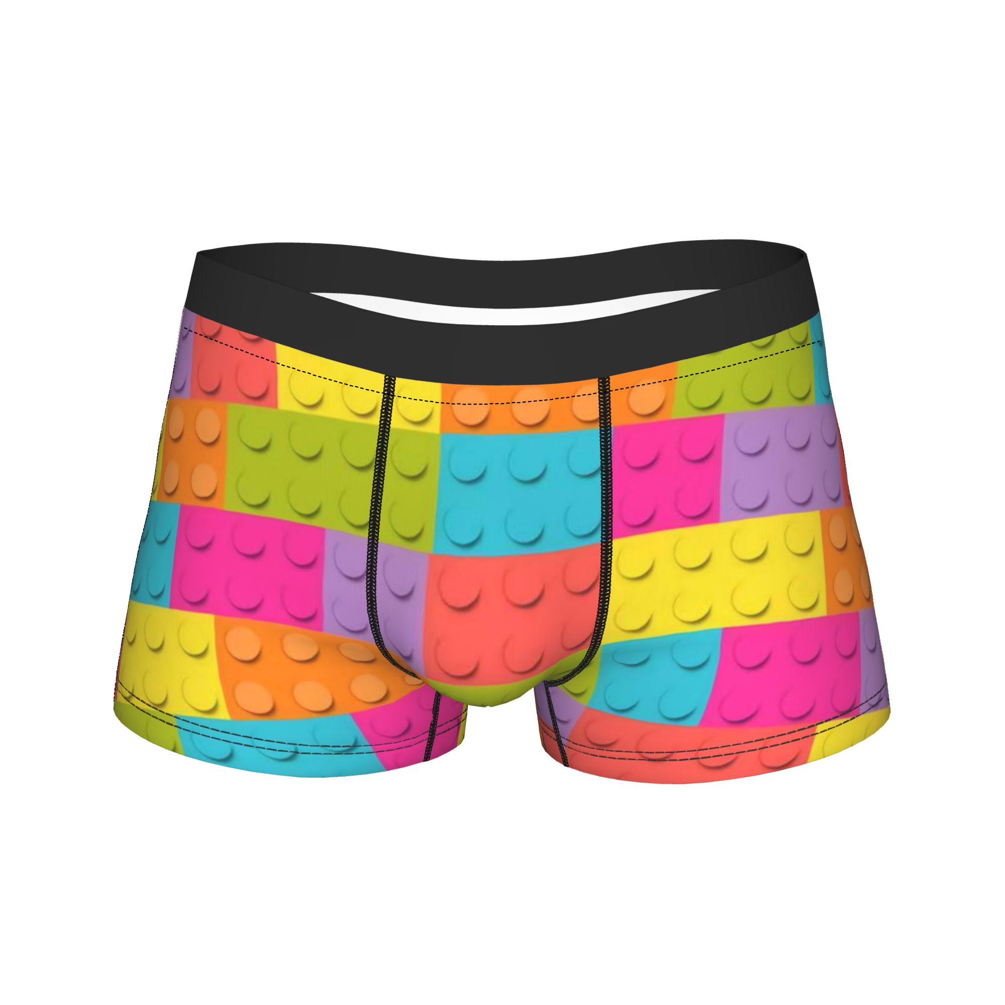 3D Printing Lego Bricks - Kleurrijke boxershorts met bouwsteenpatroon, Lego-structuur, 3D-zakje,